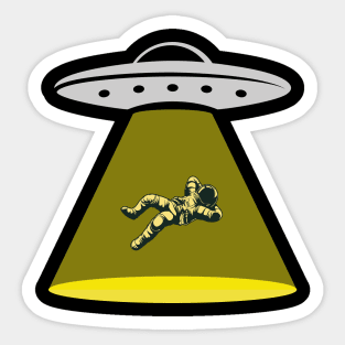 Alien Invasion with ufo and space human Sticker